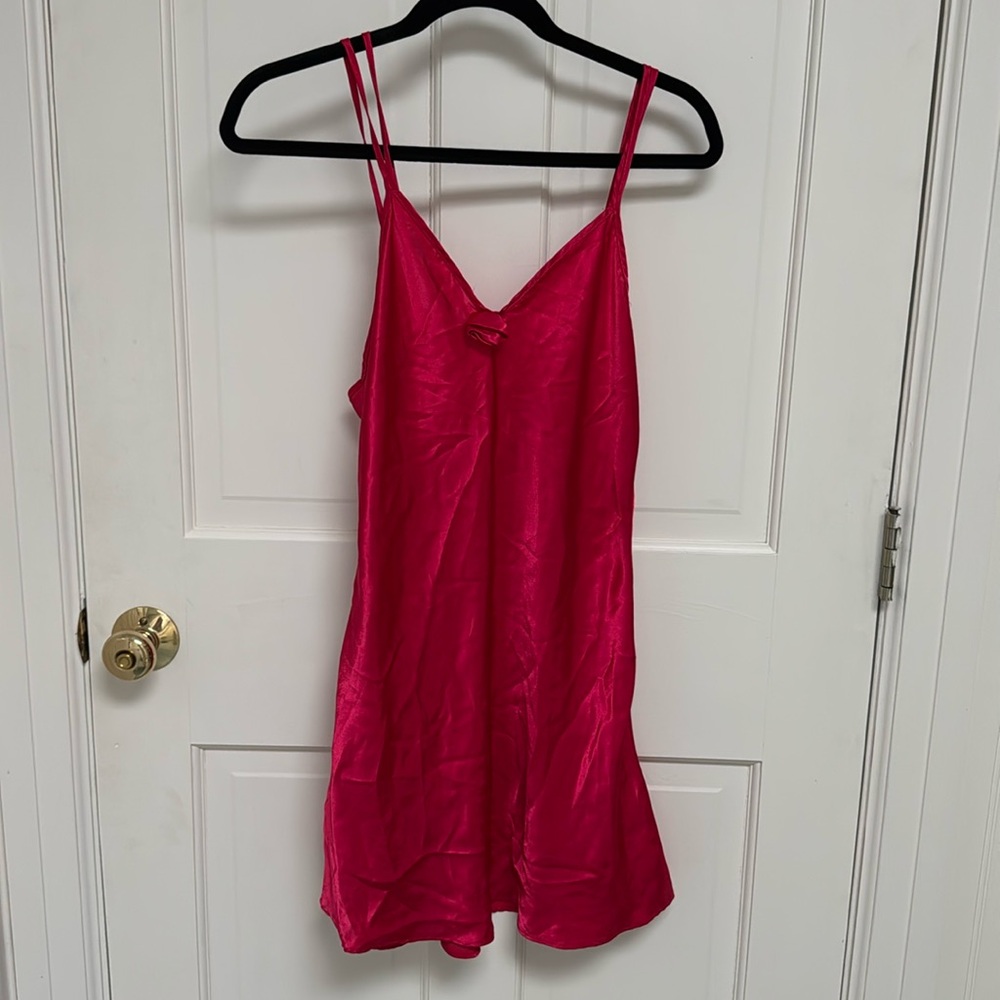 Vintage Hot Pink Silky Slip Nightgown